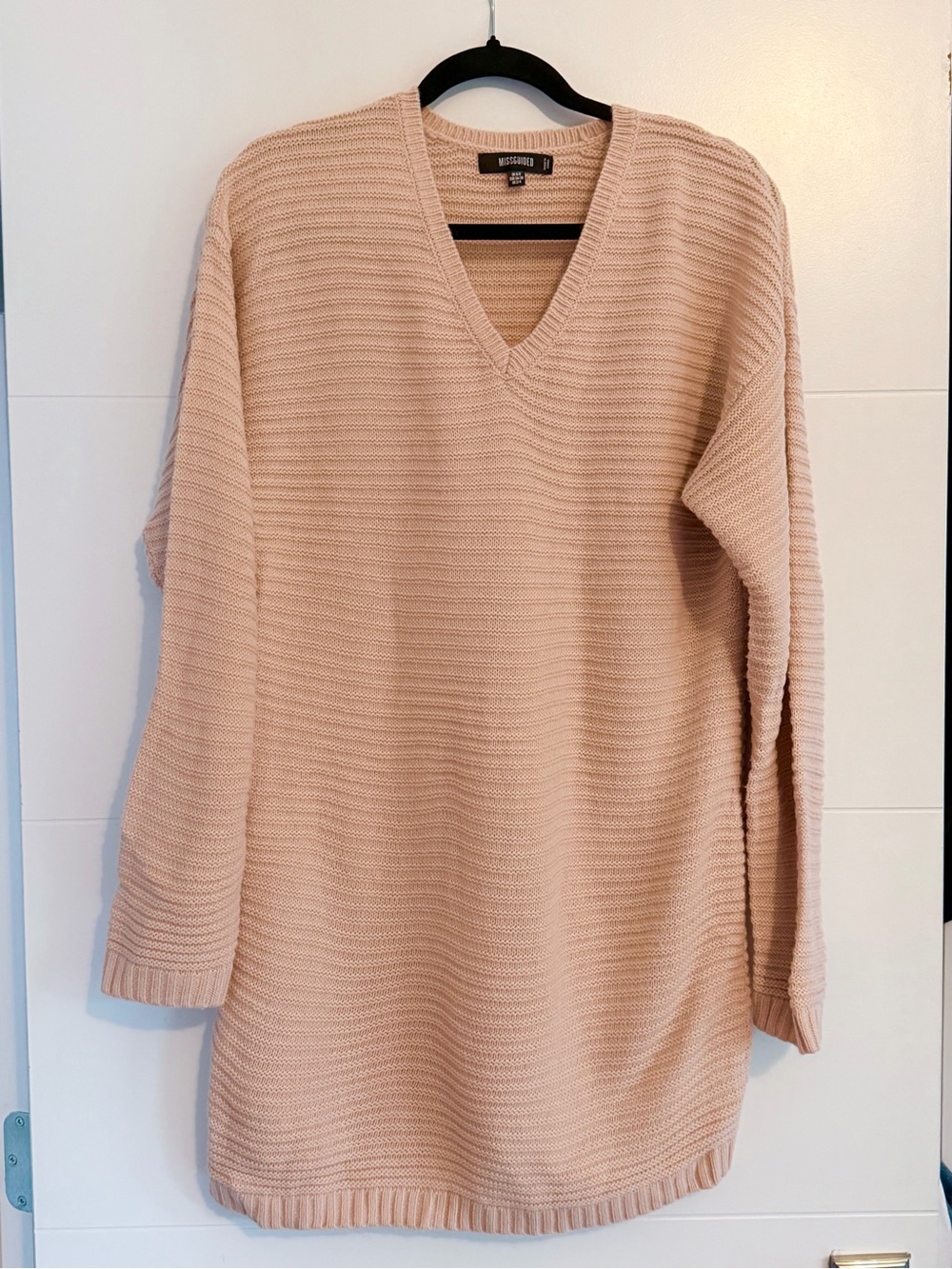 Rib-Knit V-Neck Sweater - Blush Pink size 2/4